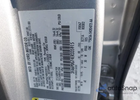 2014 Ford Fusion S from USA, damaged, VIN 3FA6P0G74ER335915
